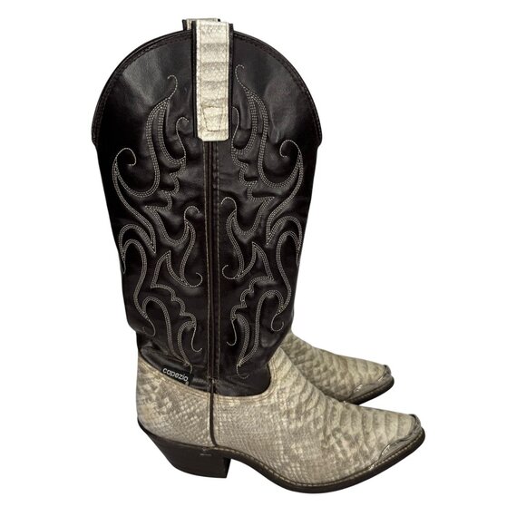 Capezio Womens Ivory and Brown Python & Leather Western Boots Size 5.5M Cowgirl - Picture 2 of 12